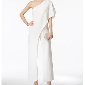 Adrianna Papell White One-Shoulder Jumpsuit